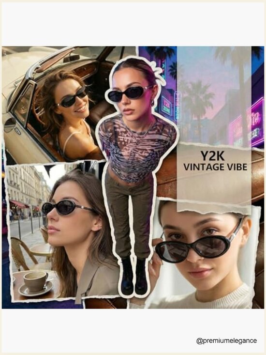 Oval Sunglasses with Pearl Accents for Women UV400 Protection Retro 90s main image 6